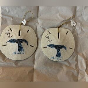 Sand Dollar Ornament from Cape Cod with Whale Tail Design